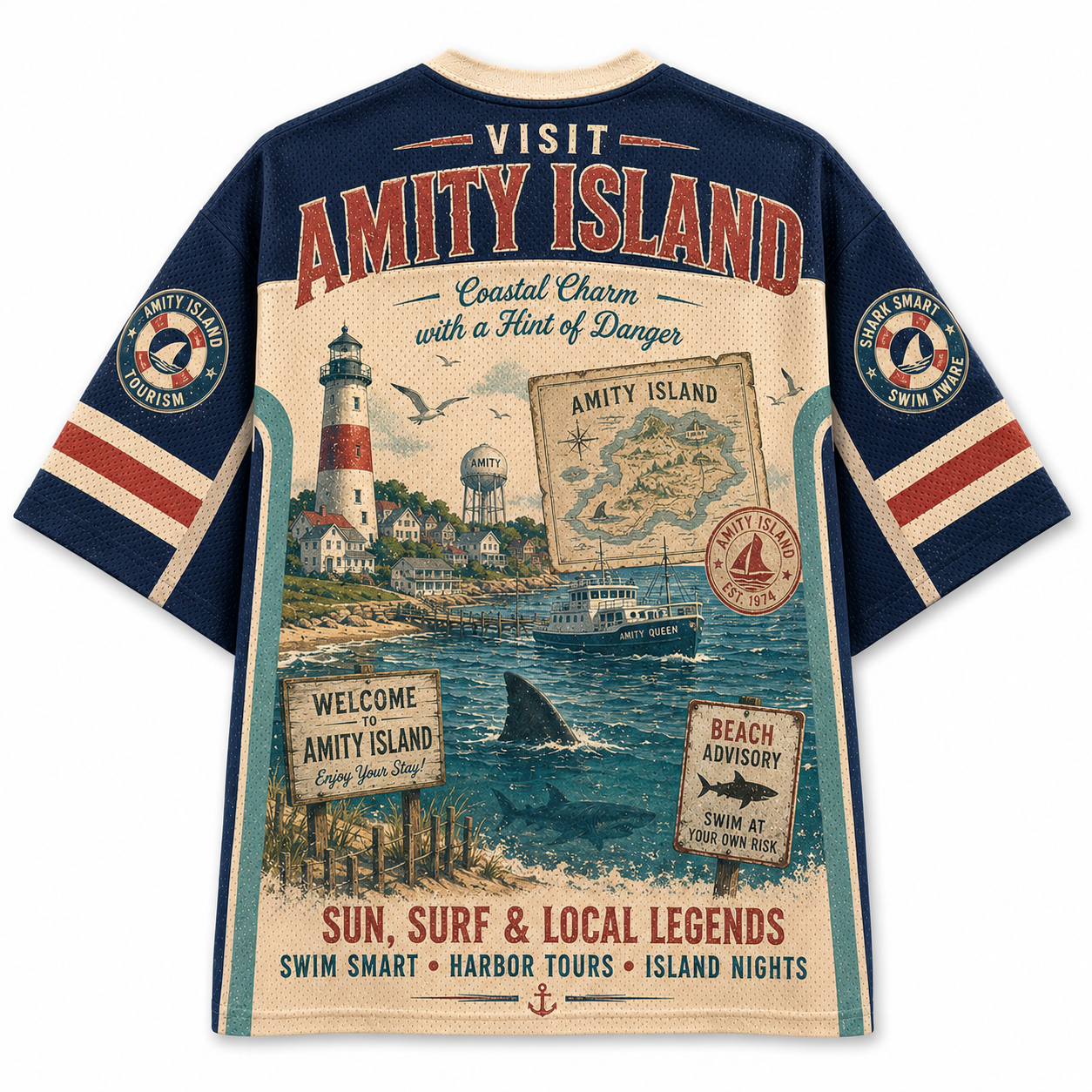 Jaws Amity Island Jersey Shirts