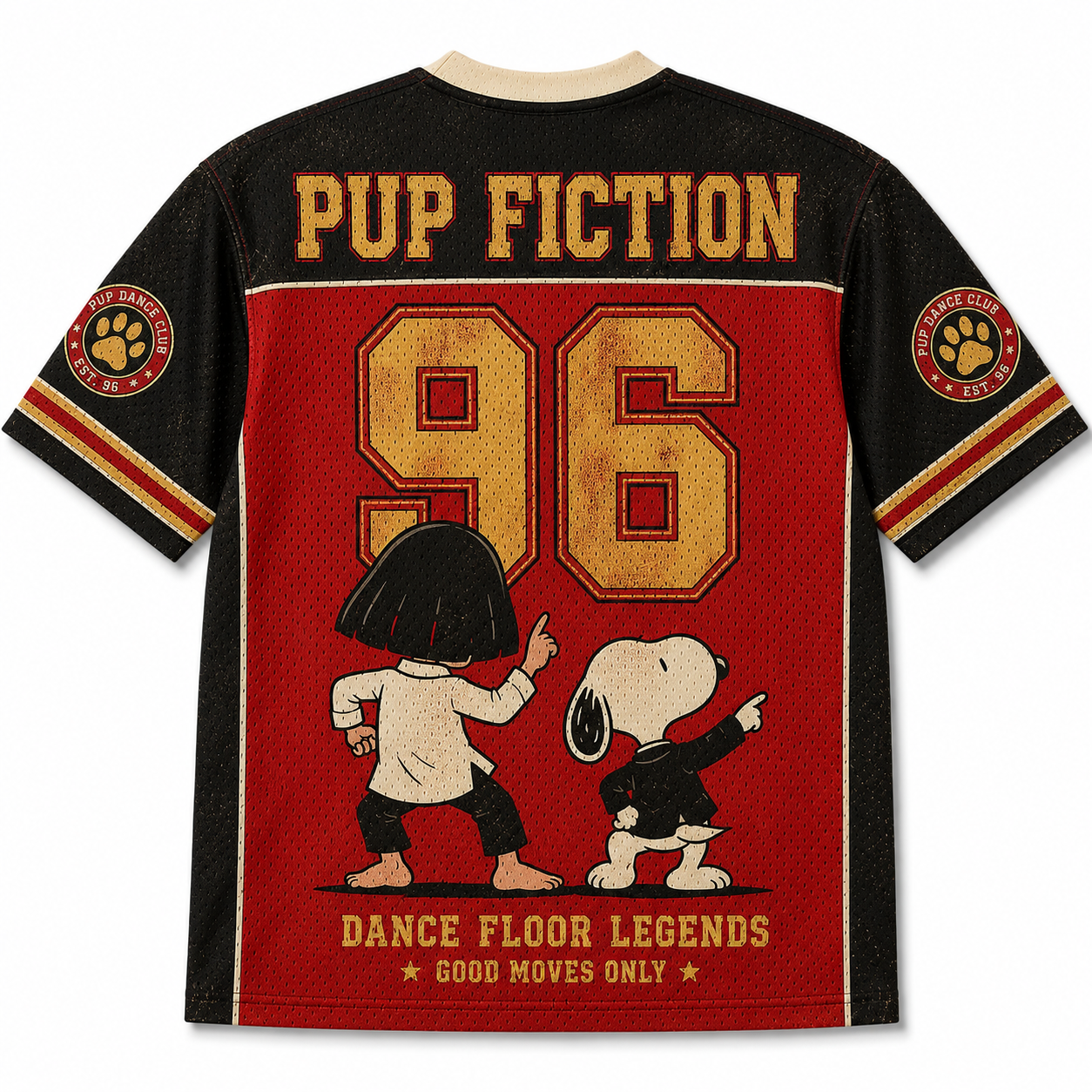 Peanuts Snoopy and Lucy "Pup Fiction" Jersey Shirts