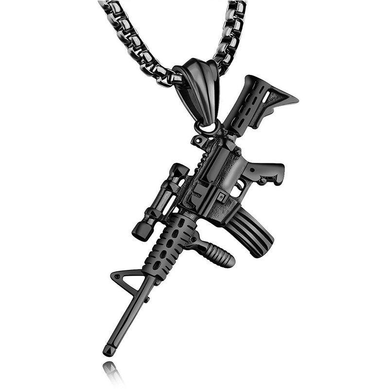 Outdoor Fans Accessories Outdoor Fashion Titanium Steel Shock Gun Pendant Necklace Men's Hanging Chain Decoration