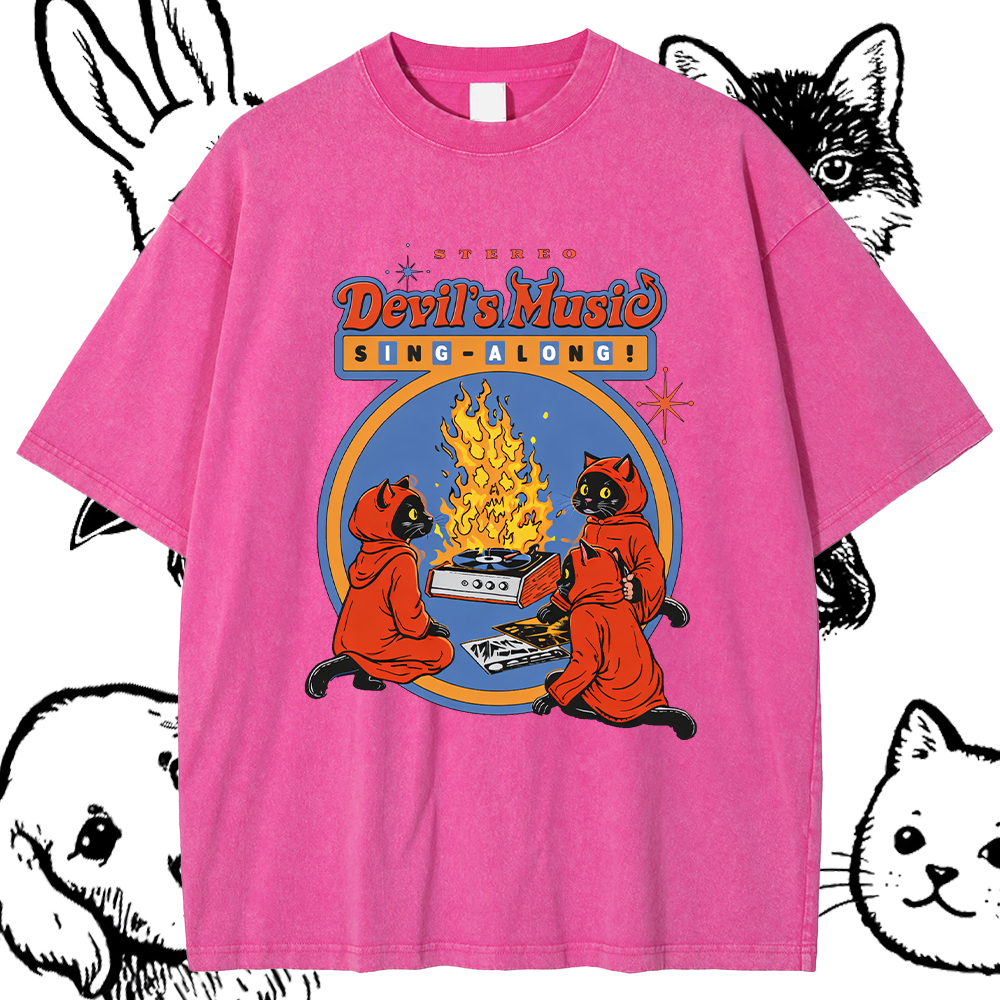 Devil's Music Sing-Along T-Shirt – 100% Cotton Vintage Wash Classic Graphic Tee