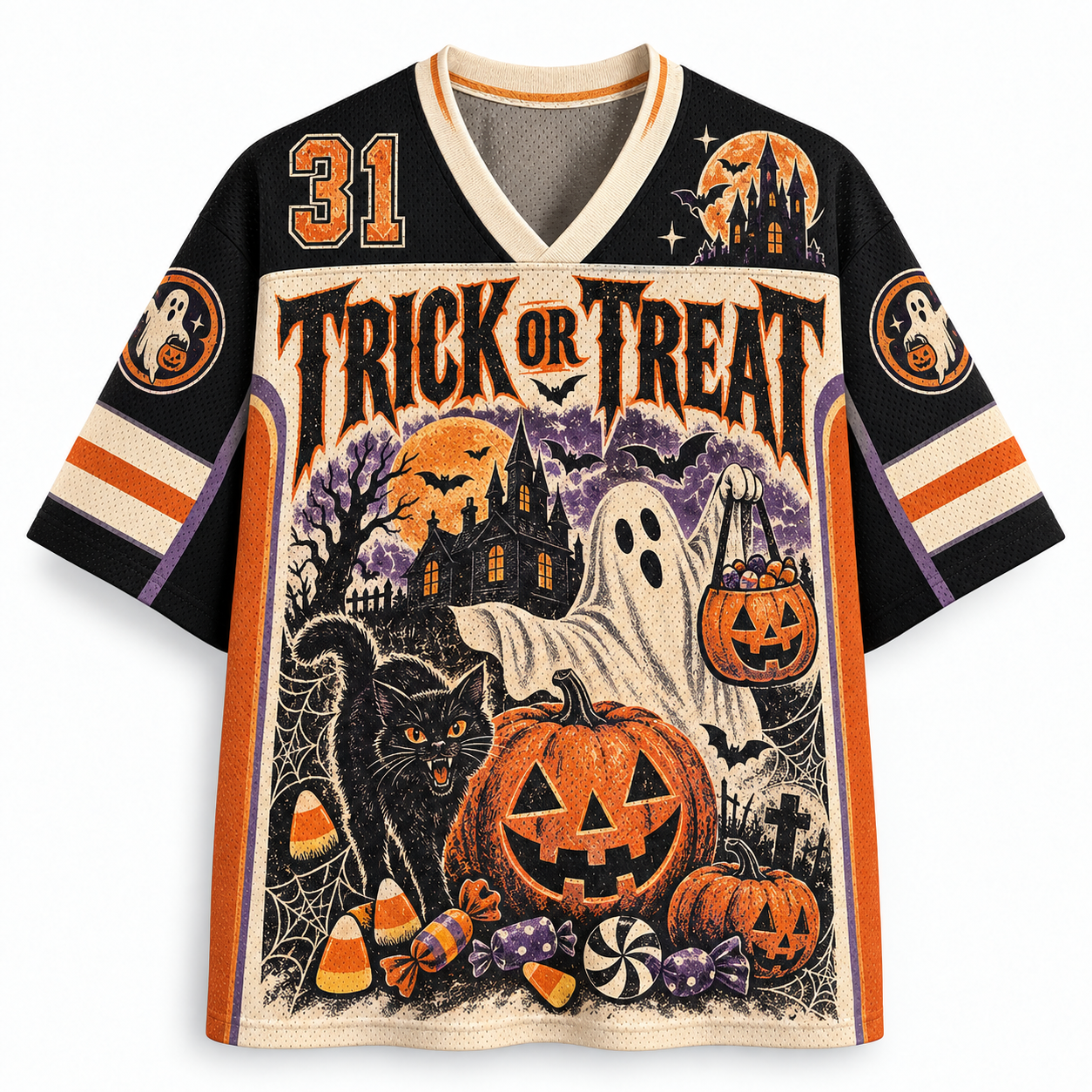 Spooky Ghost Pumpkin Jersey Shirts