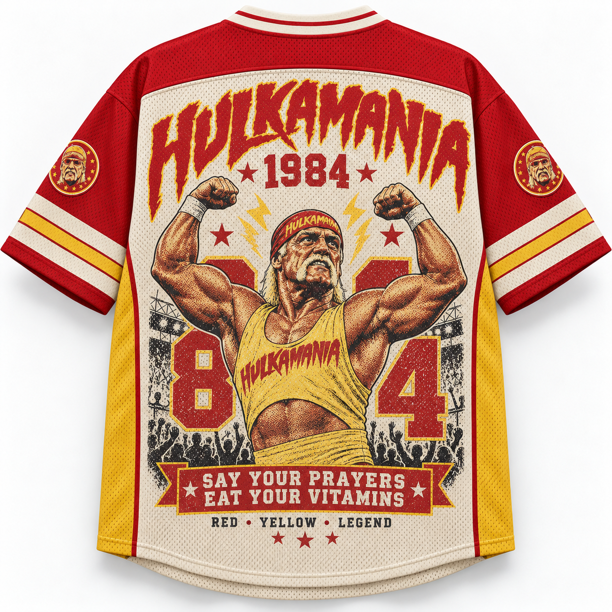 Hulk Hogan Hulkamania 1984 Archive Retro Wrestling Jersey Shirts