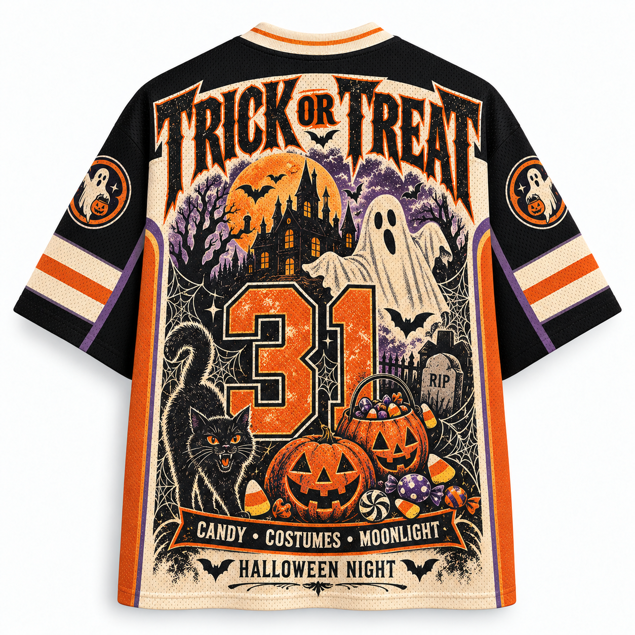 Spooky Ghost Pumpkin Jersey Shirts