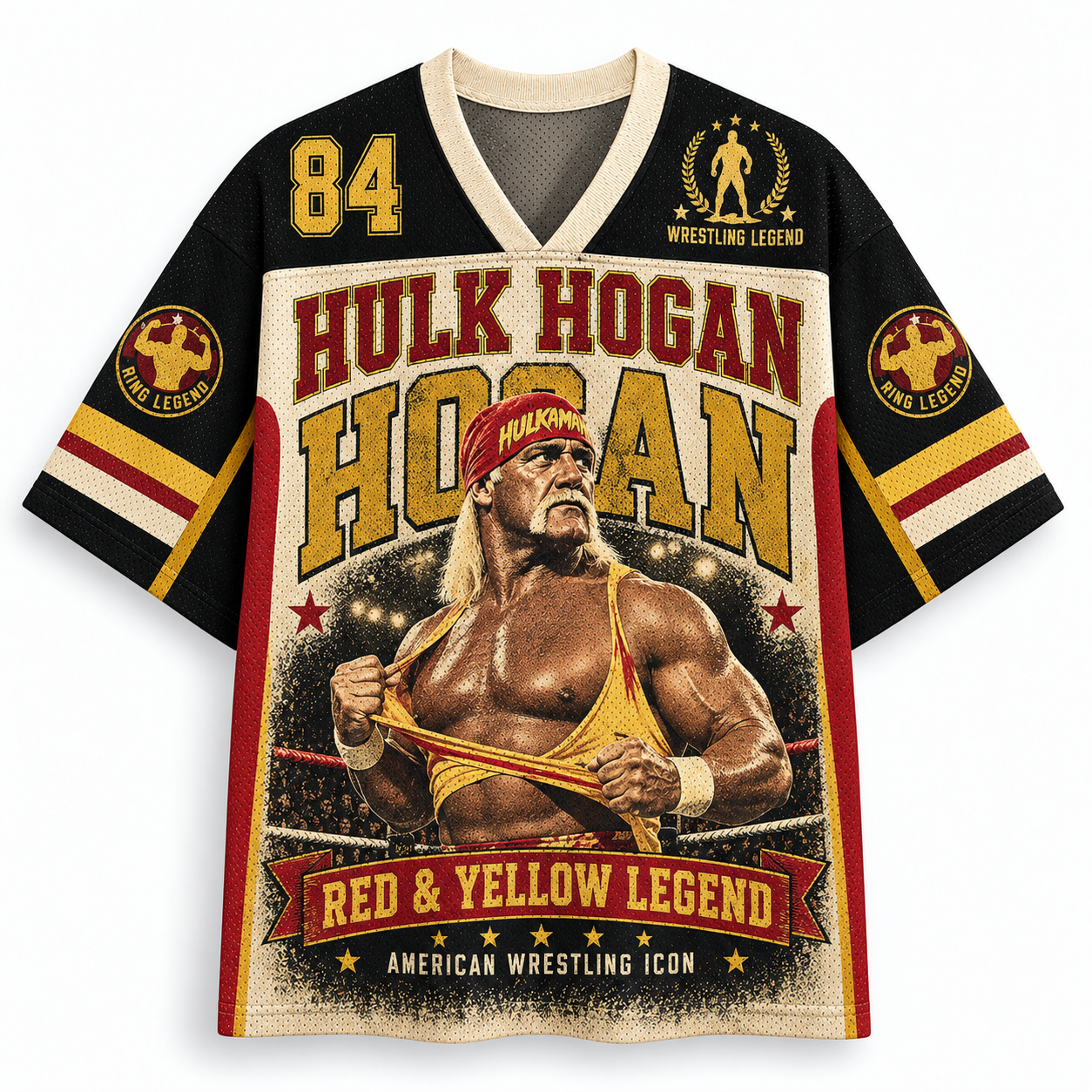 Hulk Hogan Red & Yellow Legend American Wrestling Jersey Shirts