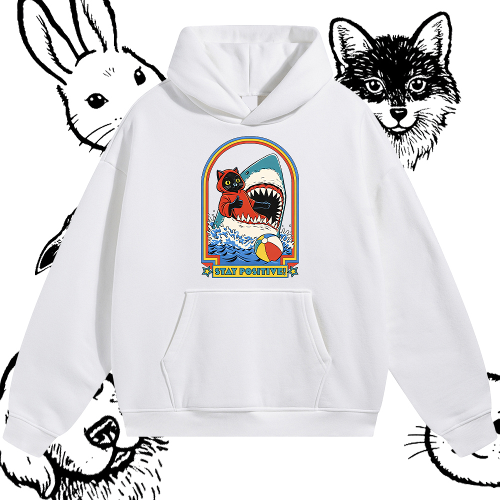 Stay Positive Graphic Hoodie – 100% Cotton Blend Classic Fit Unisex Hoodie