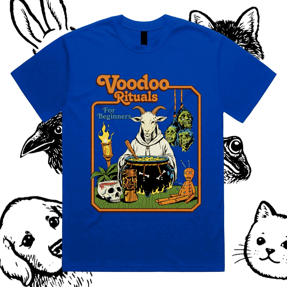 Voodoo Rituals - Cotton Classic Fit Retro Dark Humor Graphic Tee