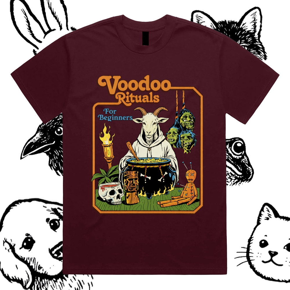 Voodoo Rituals - Cotton Classic Fit Retro Dark Humor Graphic Tee