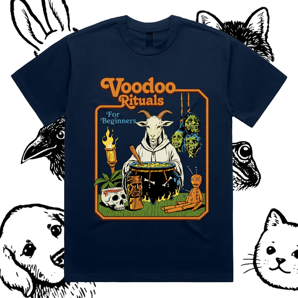 Voodoo Rituals - Cotton Classic Fit Retro Dark Humor Graphic Tee