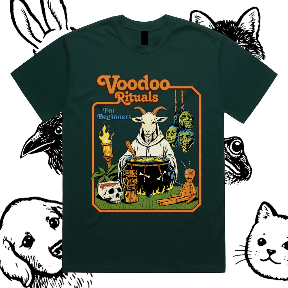 Voodoo Rituals - Cotton Classic Fit Retro Dark Humor Graphic Tee