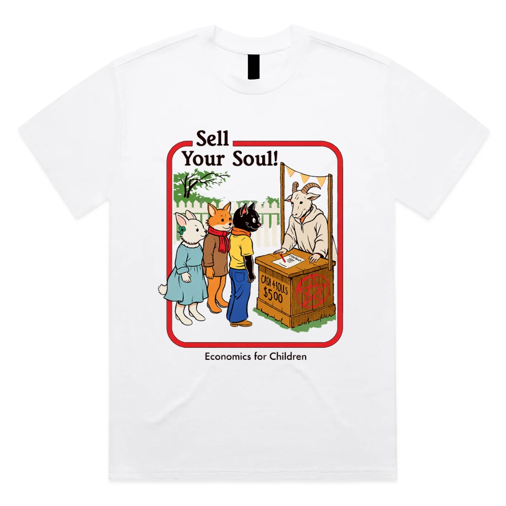Sell Your Soul! - Cotton Classic Fit Retro Dark Humor Graphic Tee