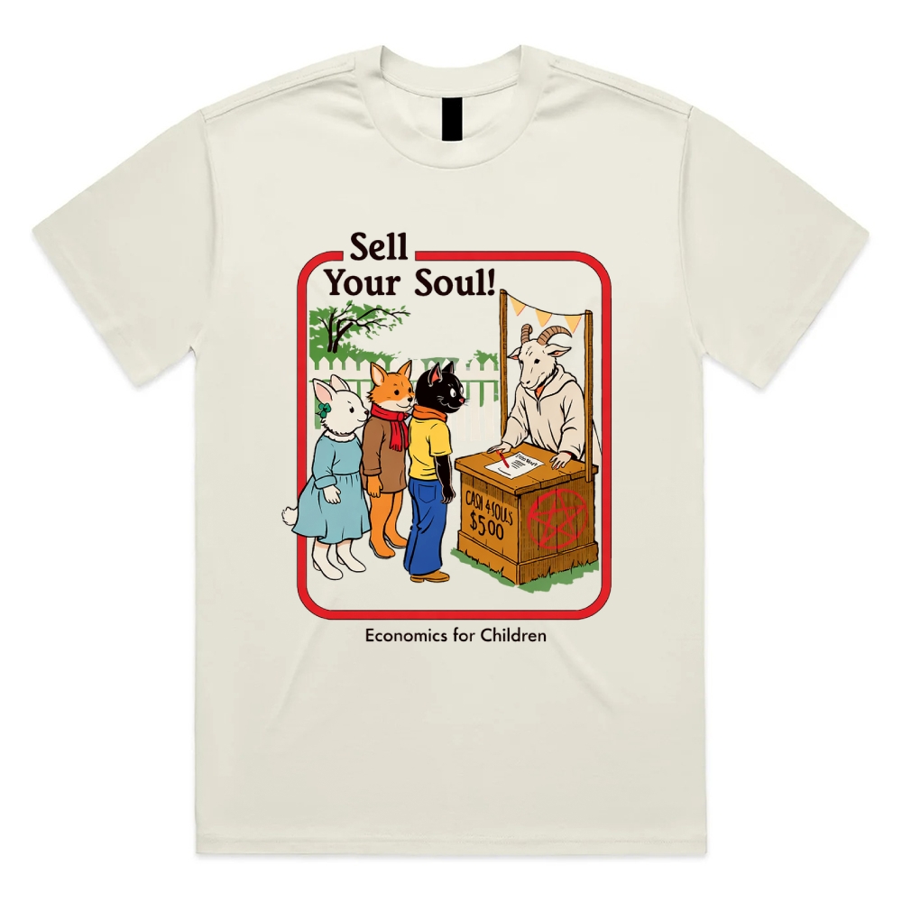 Sell Your Soul! - Cotton Classic Fit Retro Dark Humor Graphic Tee