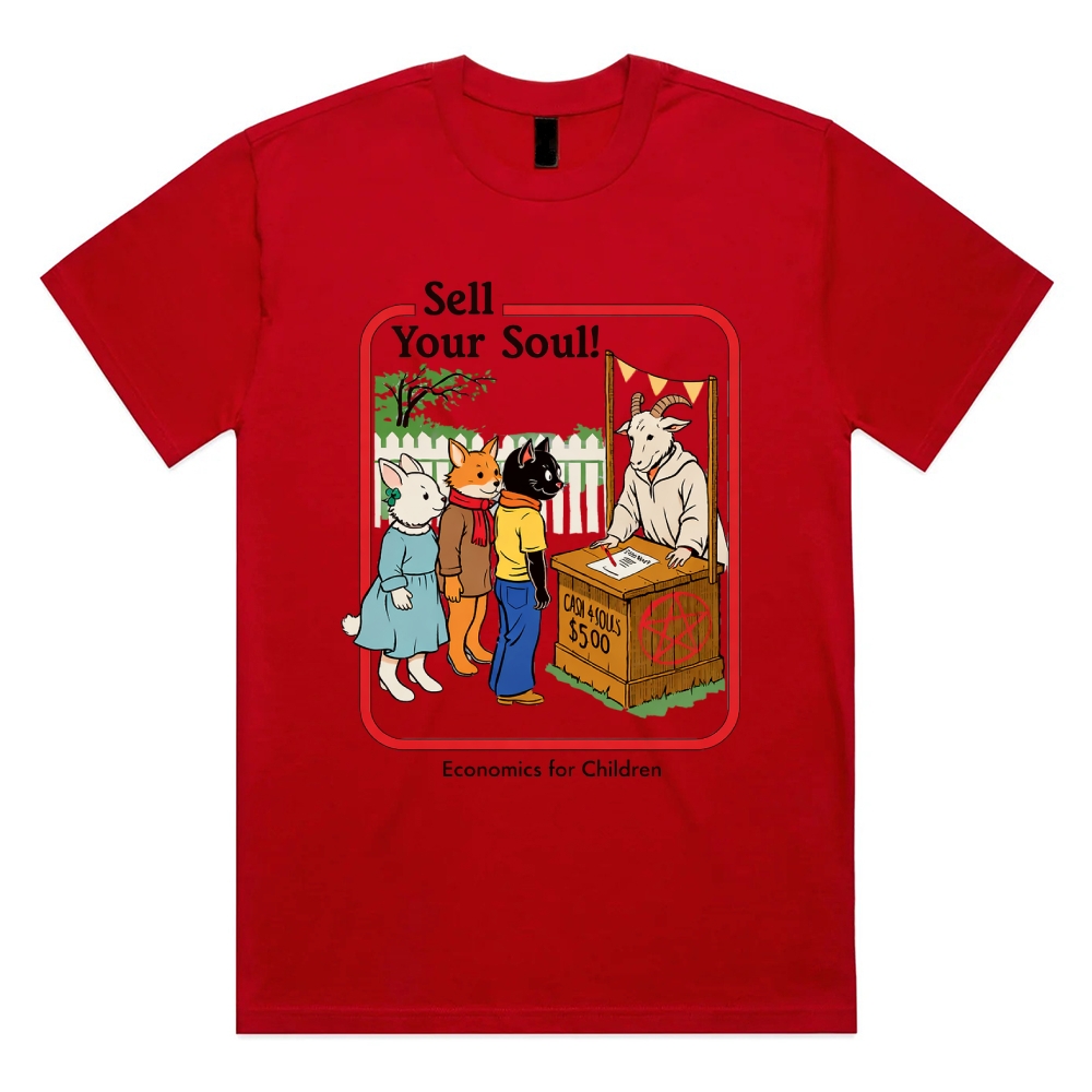 Sell Your Soul! - Cotton Classic Fit Retro Dark Humor Graphic Tee