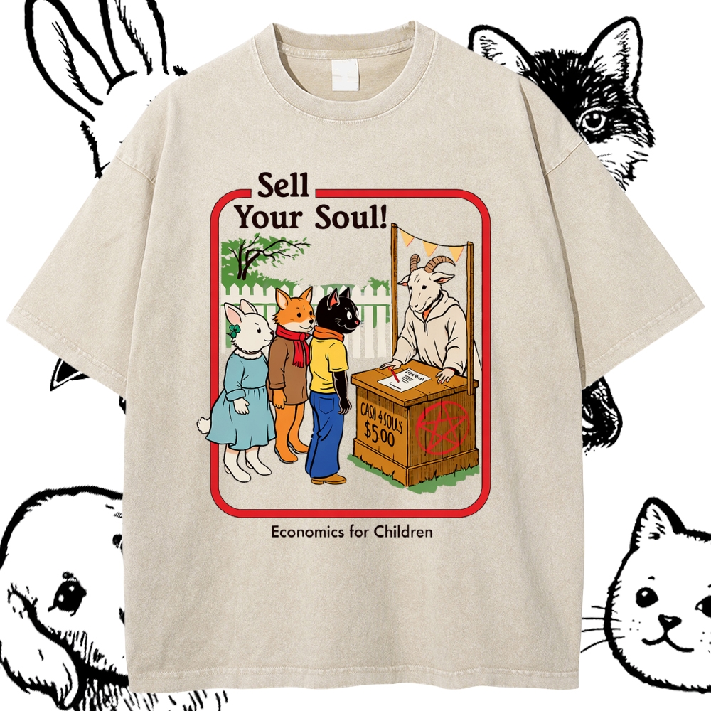 Sell Your Soul! - Cotton Vintage Wash Classic Graphic Tee