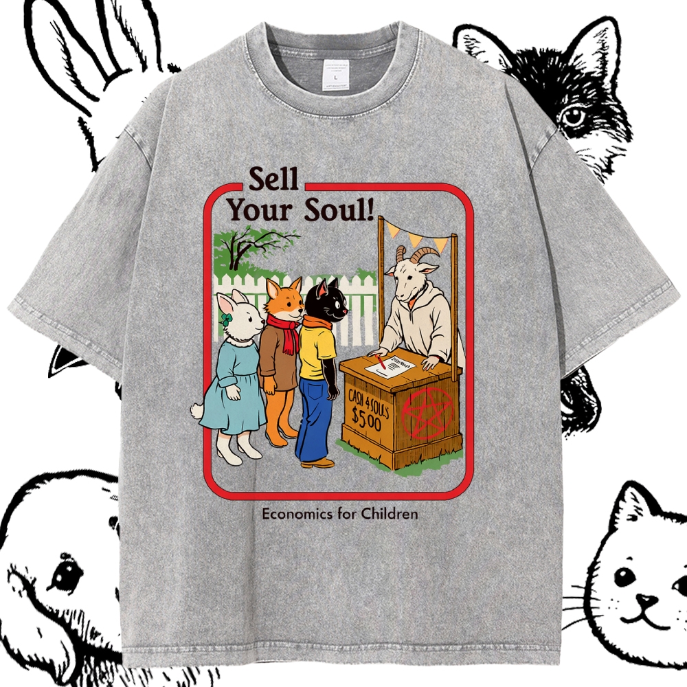 Sell Your Soul! - Cotton Vintage Wash Classic Graphic Tee