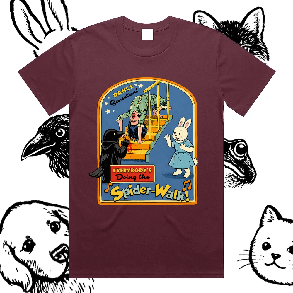 Spider-Walk - Cotton Classic Fit Retro Dark Humor Graphic Tee