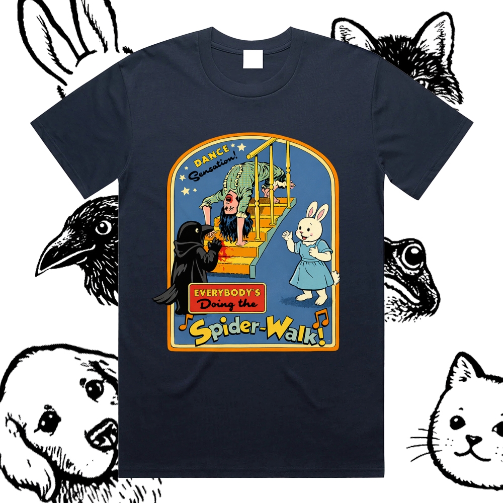 Spider-Walk - Cotton Classic Fit Retro Dark Humor Graphic Tee