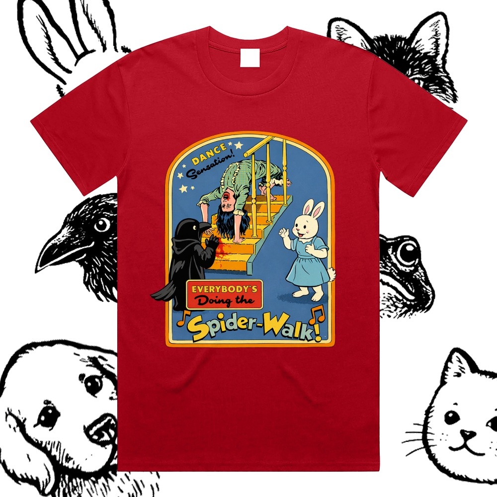 Spider-Walk - Cotton Classic Fit Retro Dark Humor Graphic Tee