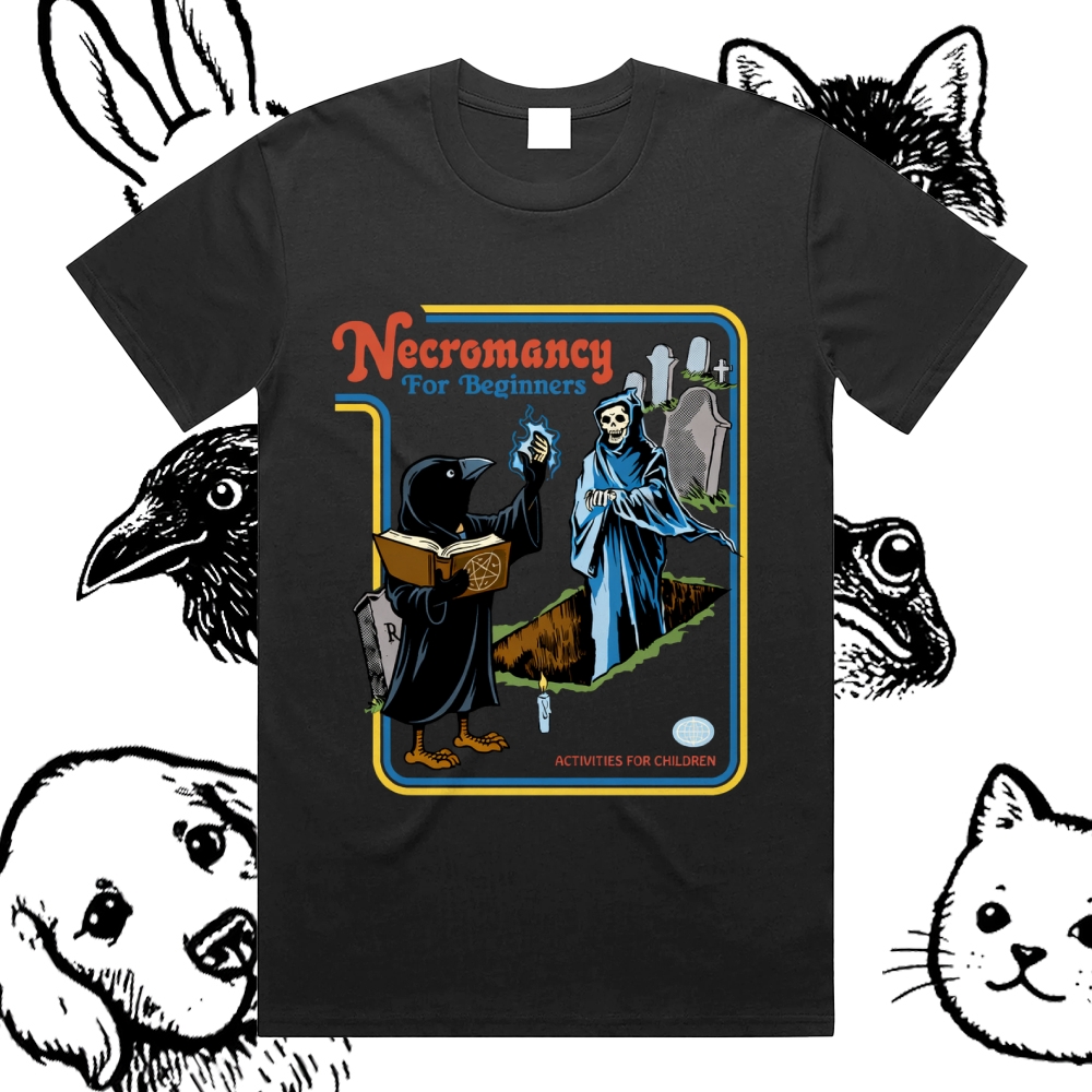 Necromancy For Beginners - Cotton Classic Fit Retro Dark Humor Graphic Tee