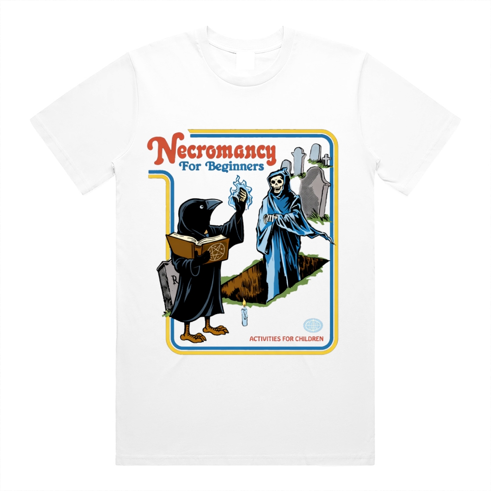 Necromancy For Beginners - Cotton Classic Fit Retro Dark Humor Graphic Tee