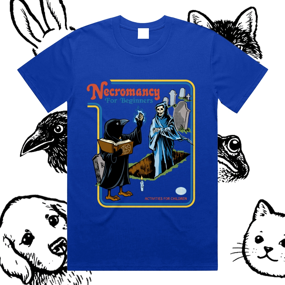 Necromancy For Beginners - Cotton Classic Fit Retro Dark Humor Graphic Tee