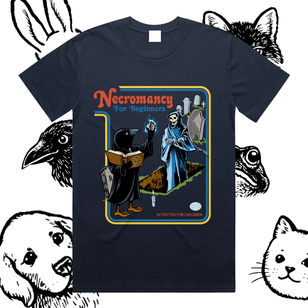 Necromancy For Beginners - Cotton Classic Fit Retro Dark Humor Graphic Tee
