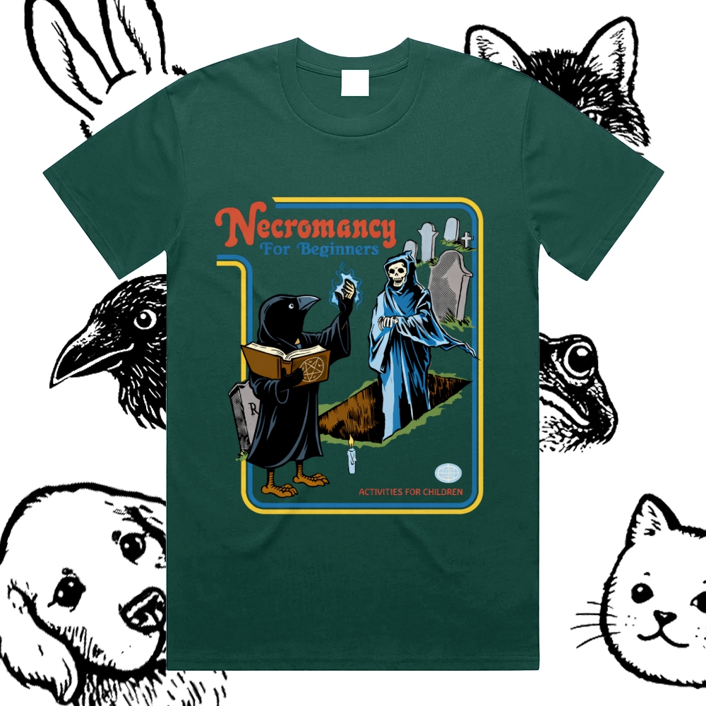 Necromancy For Beginners - Cotton Classic Fit Retro Dark Humor Graphic Tee