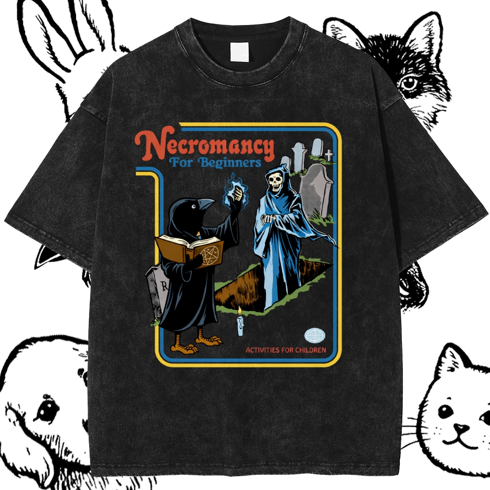 Necromancy For Beginners - Cotton Vintage Wash Classic Graphic Tee