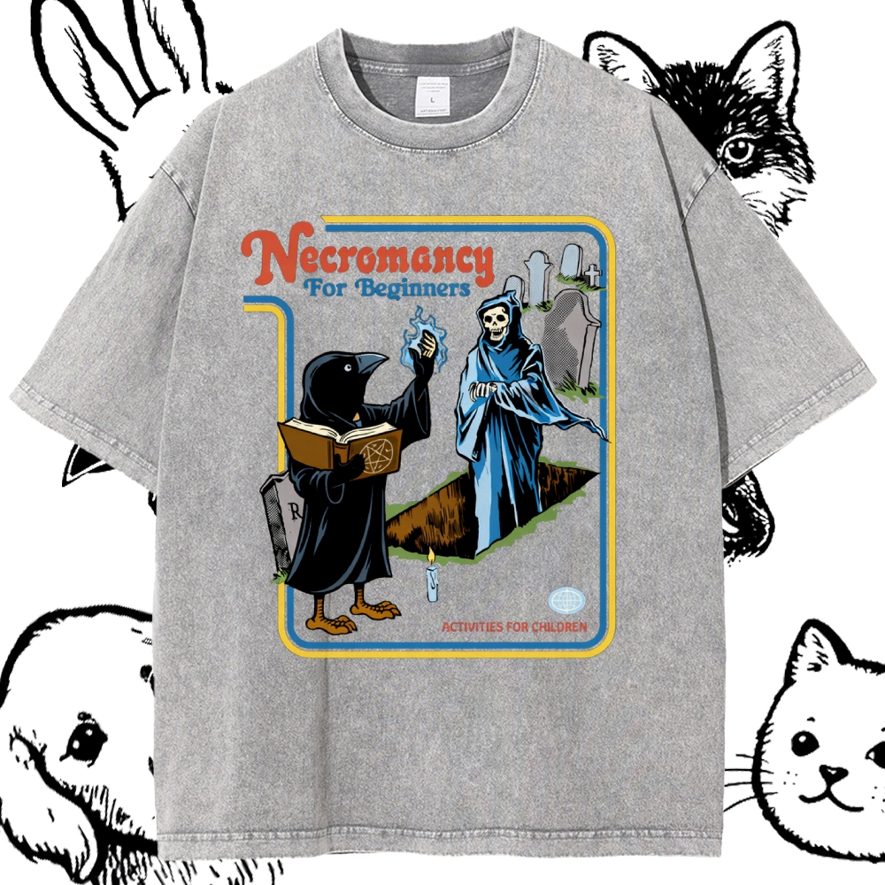 Necromancy For Beginners - Cotton Vintage Wash Classic Graphic Tee