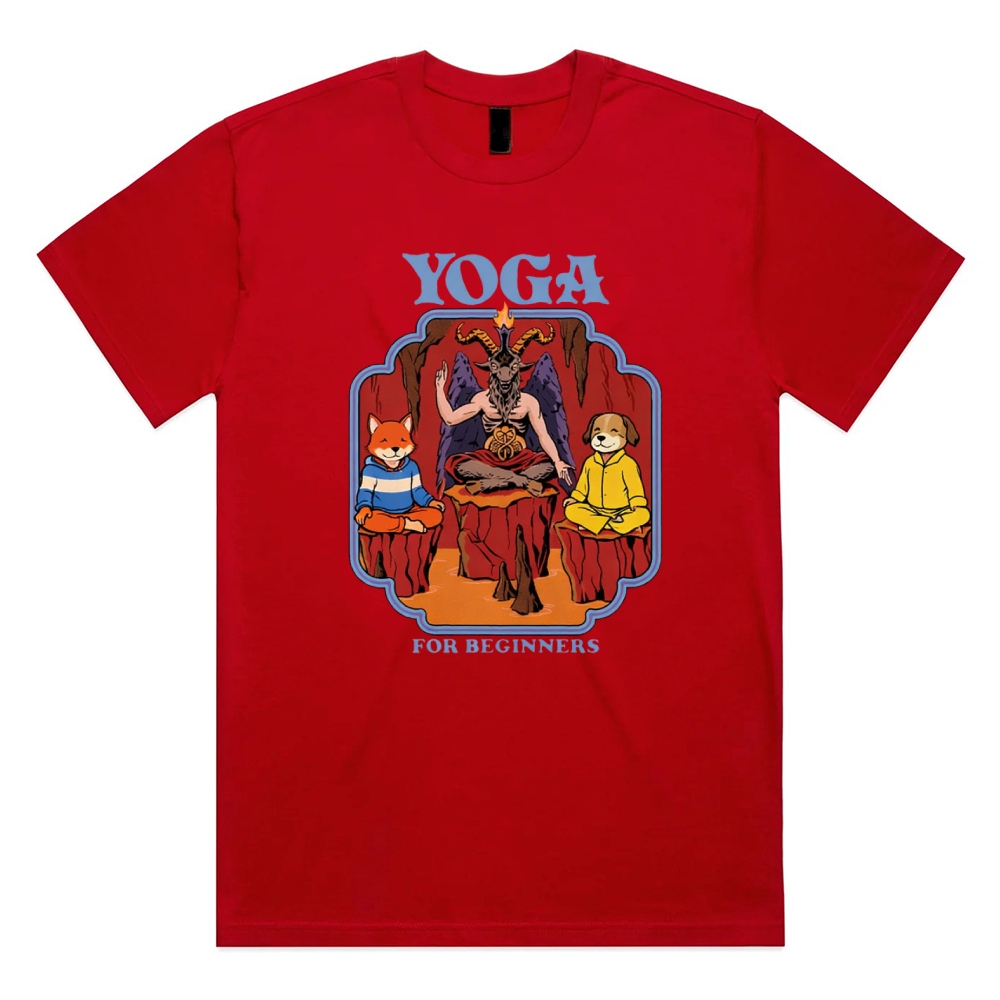 Yoga For Beginners - Cotton Classic Fit Retro Dark Humor Graphic Tee