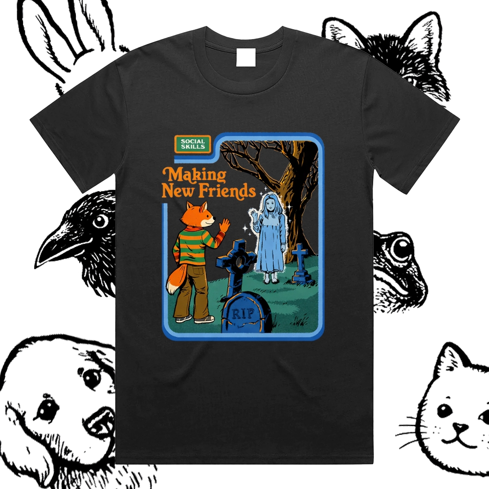Making New Friends - Cotton Classic Fit Retro Dark Humor Graphic Tee