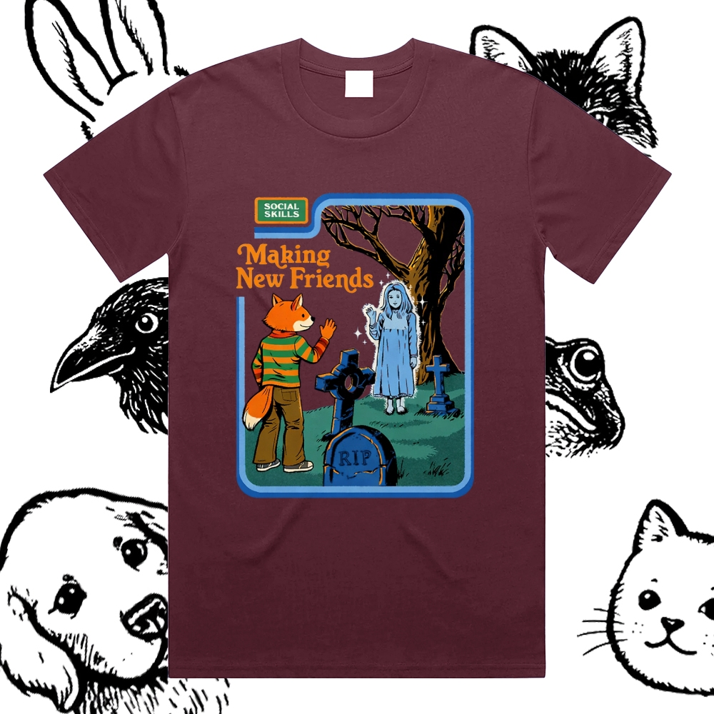 Making New Friends - Cotton Classic Fit Retro Dark Humor Graphic Tee