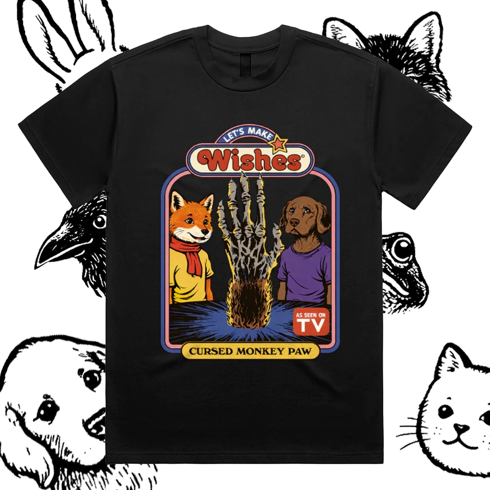 Let's Make Wishes - Cotton Classic Fit Retro Dark Humor Graphic Tee