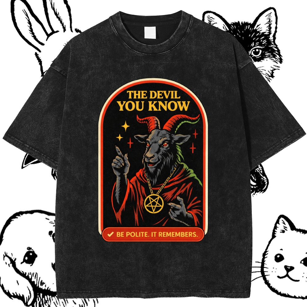 The Devil You Know - Cotton Vintage Wash Classic Graphic Tee