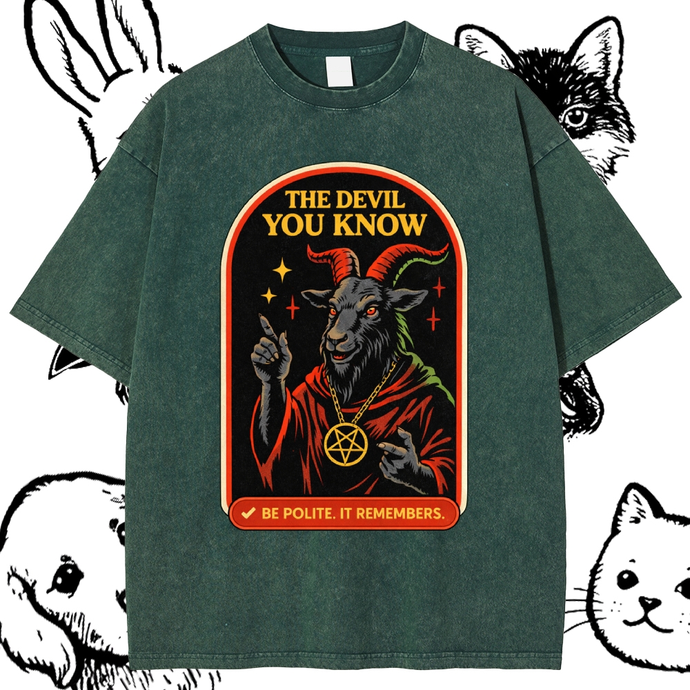 The Devil You Know - Cotton Vintage Wash Classic Graphic Tee