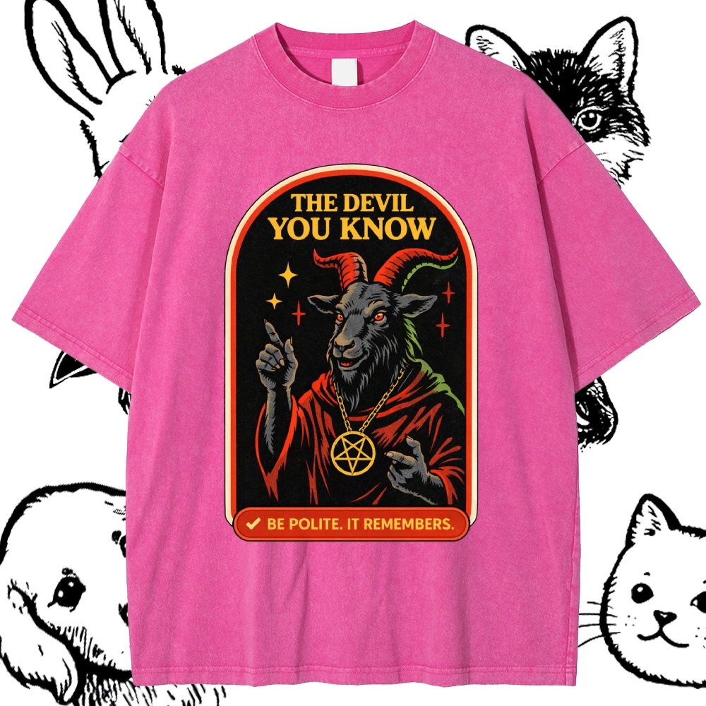 The Devil You Know - Cotton Vintage Wash Classic Graphic Tee