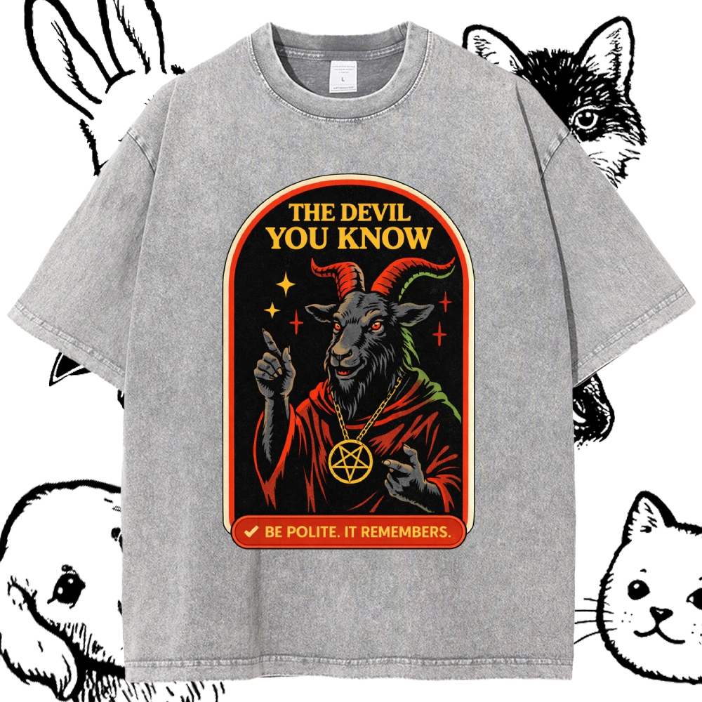 The Devil You Know - Cotton Vintage Wash Classic Graphic Tee