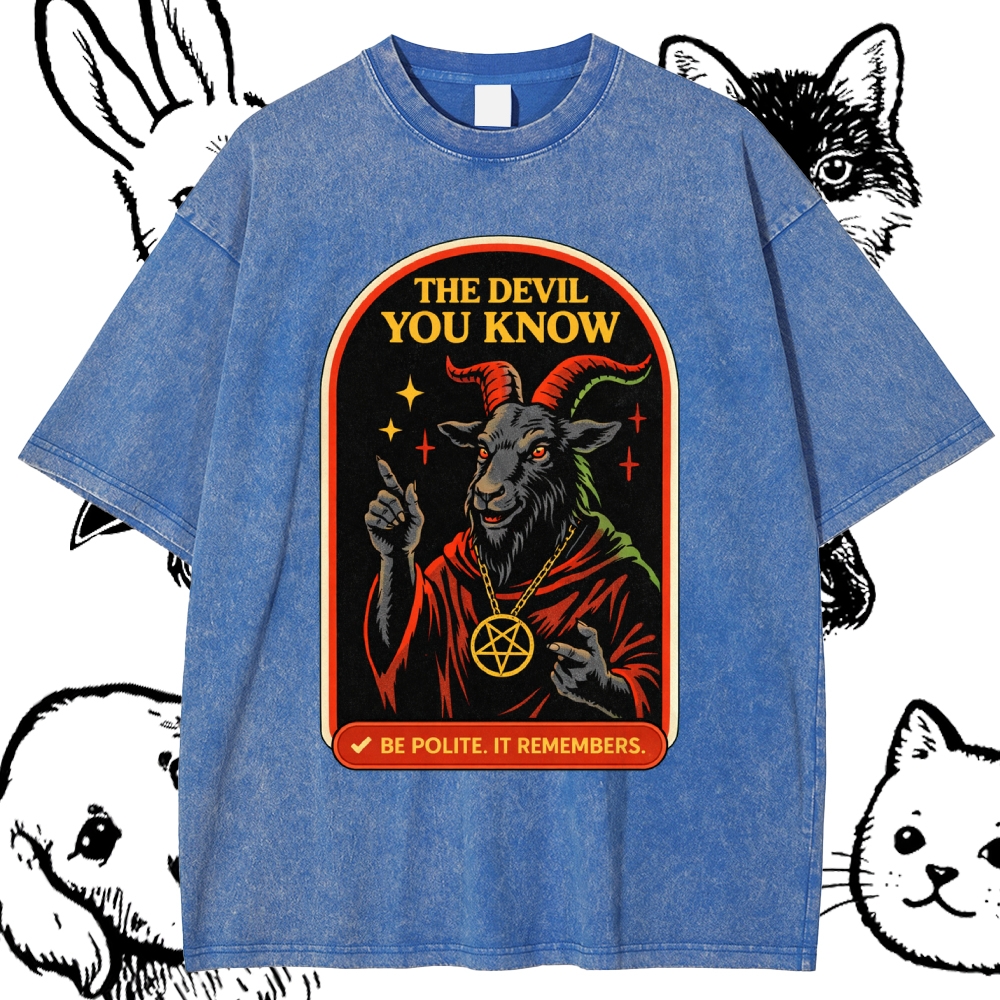The Devil You Know - Cotton Vintage Wash Classic Graphic Tee