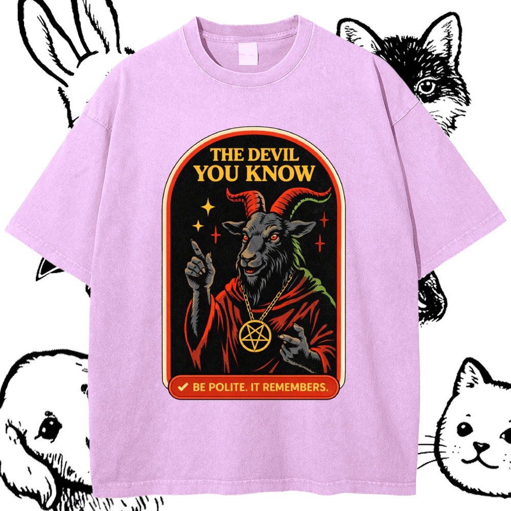 The Devil You Know - Cotton Vintage Wash Classic Graphic Tee