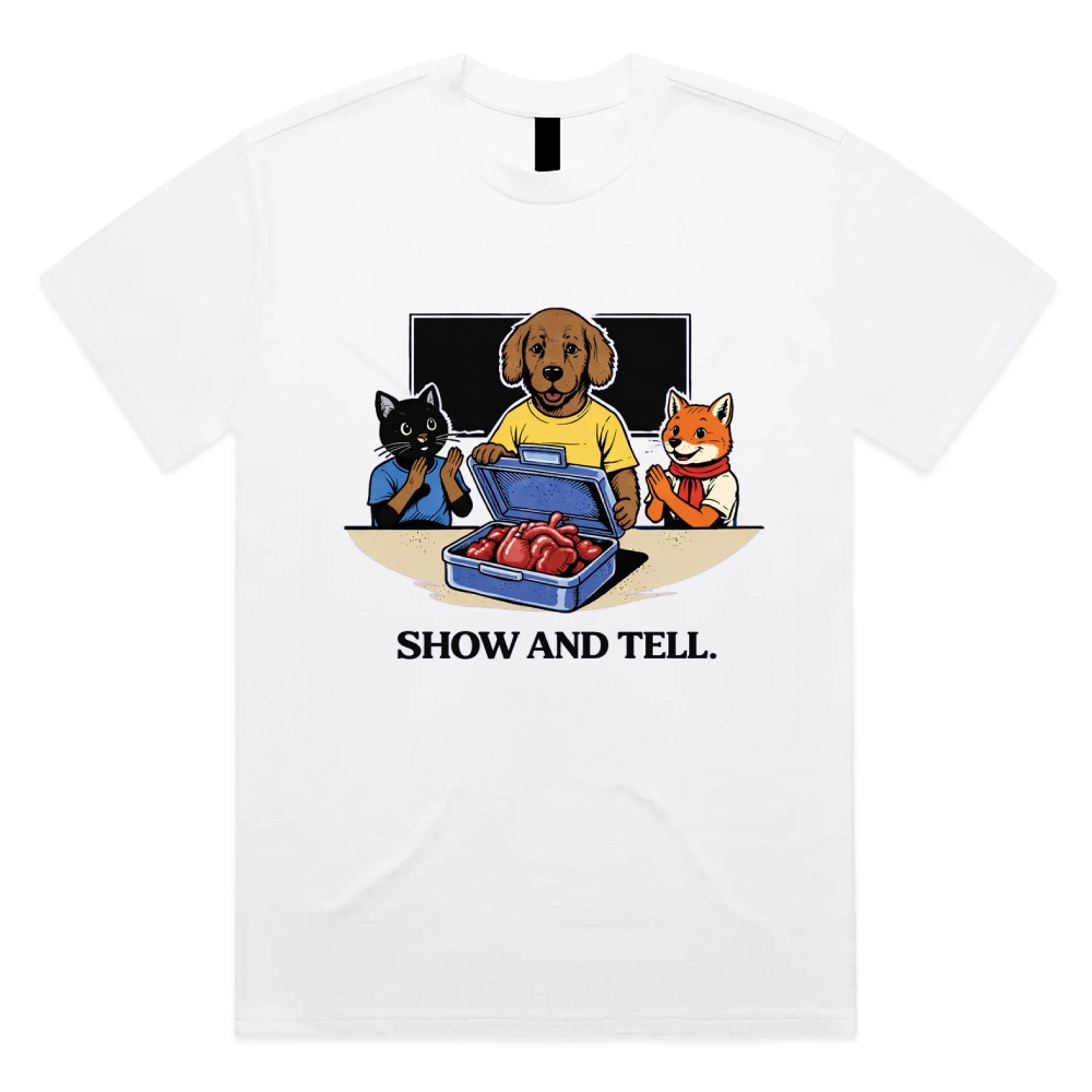 Show And Tell - Cotton Classic Fit Retro Dark Humor Graphic Tee