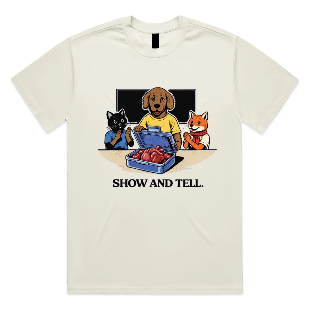 Show And Tell - Cotton Classic Fit Retro Dark Humor Graphic Tee