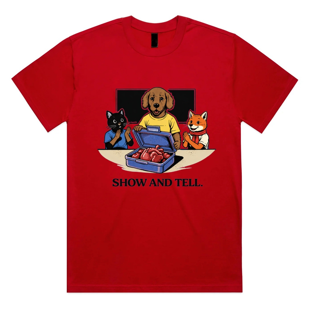 Show And Tell - Cotton Classic Fit Retro Dark Humor Graphic Tee