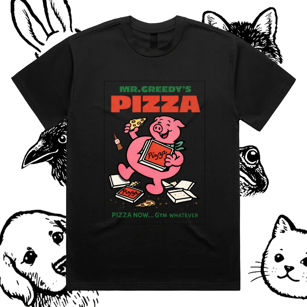 Pizza - Cotton Classic Fit Retro Dark Humor Graphic Tee