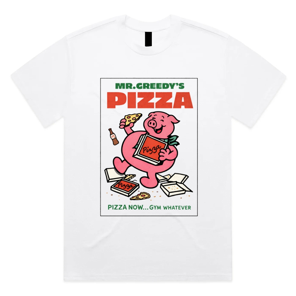 Pizza - Cotton Classic Fit Retro Dark Humor Graphic Tee