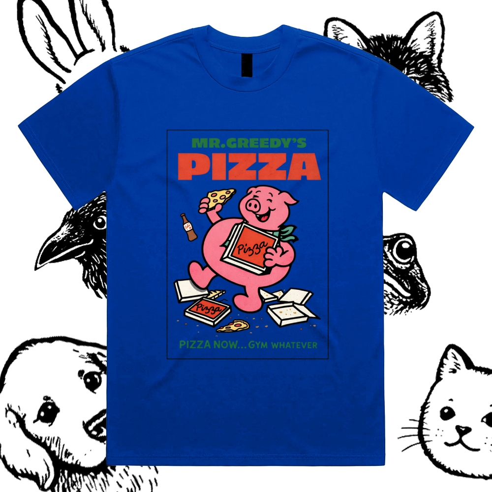 Pizza - Cotton Classic Fit Retro Dark Humor Graphic Tee
