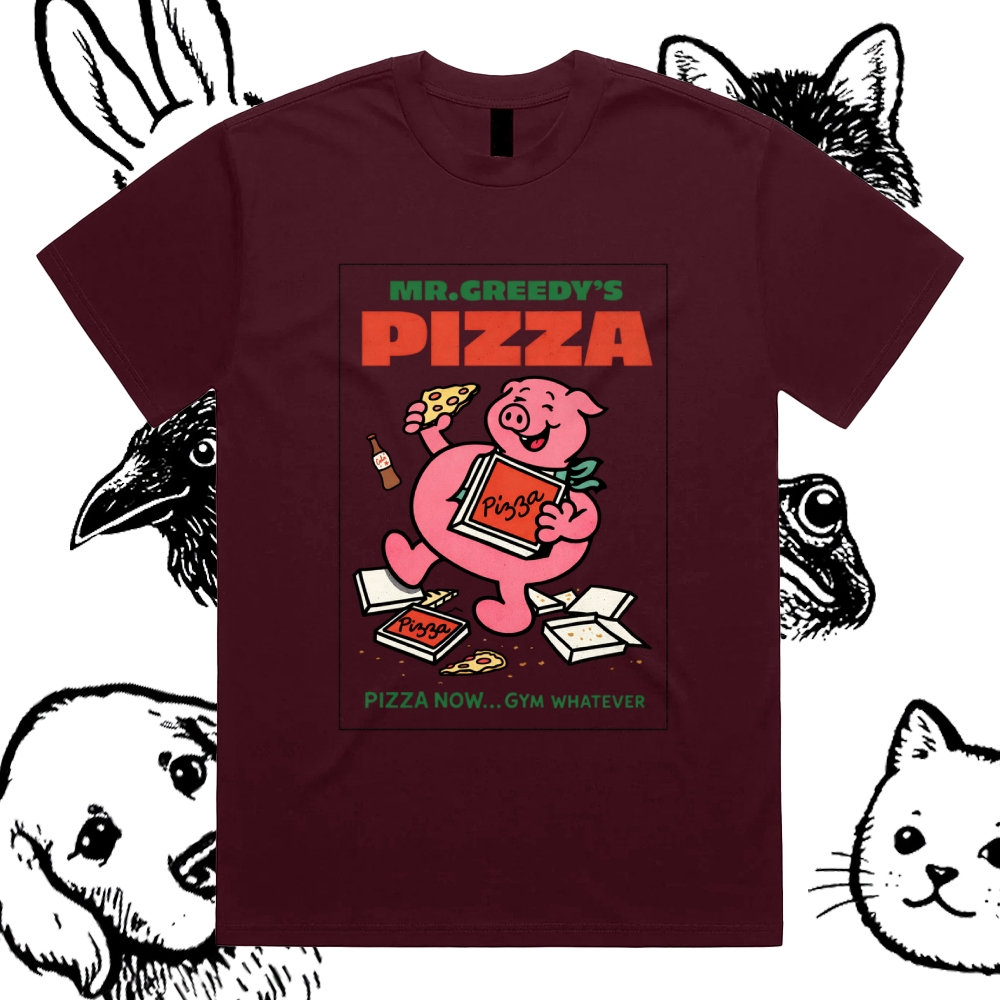 Pizza - Cotton Classic Fit Retro Dark Humor Graphic Tee