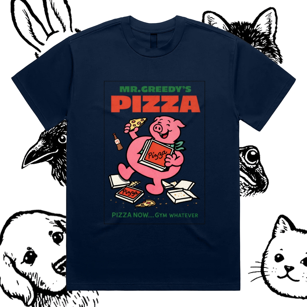 Pizza - Cotton Classic Fit Retro Dark Humor Graphic Tee