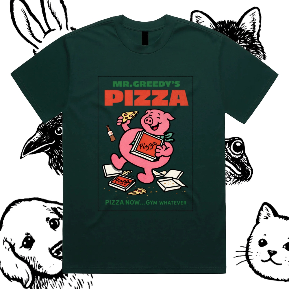 Pizza - Cotton Classic Fit Retro Dark Humor Graphic Tee