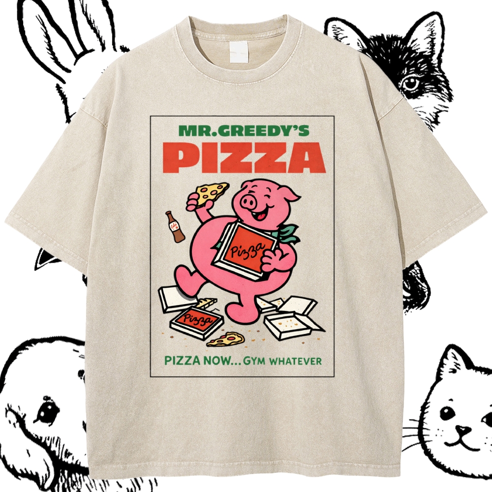 Pizza - Cotton Vintage Wash Classic Graphic Tee