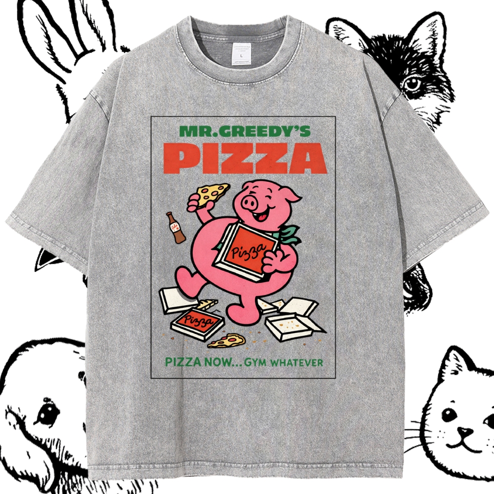 Pizza - Cotton Vintage Wash Classic Graphic Tee