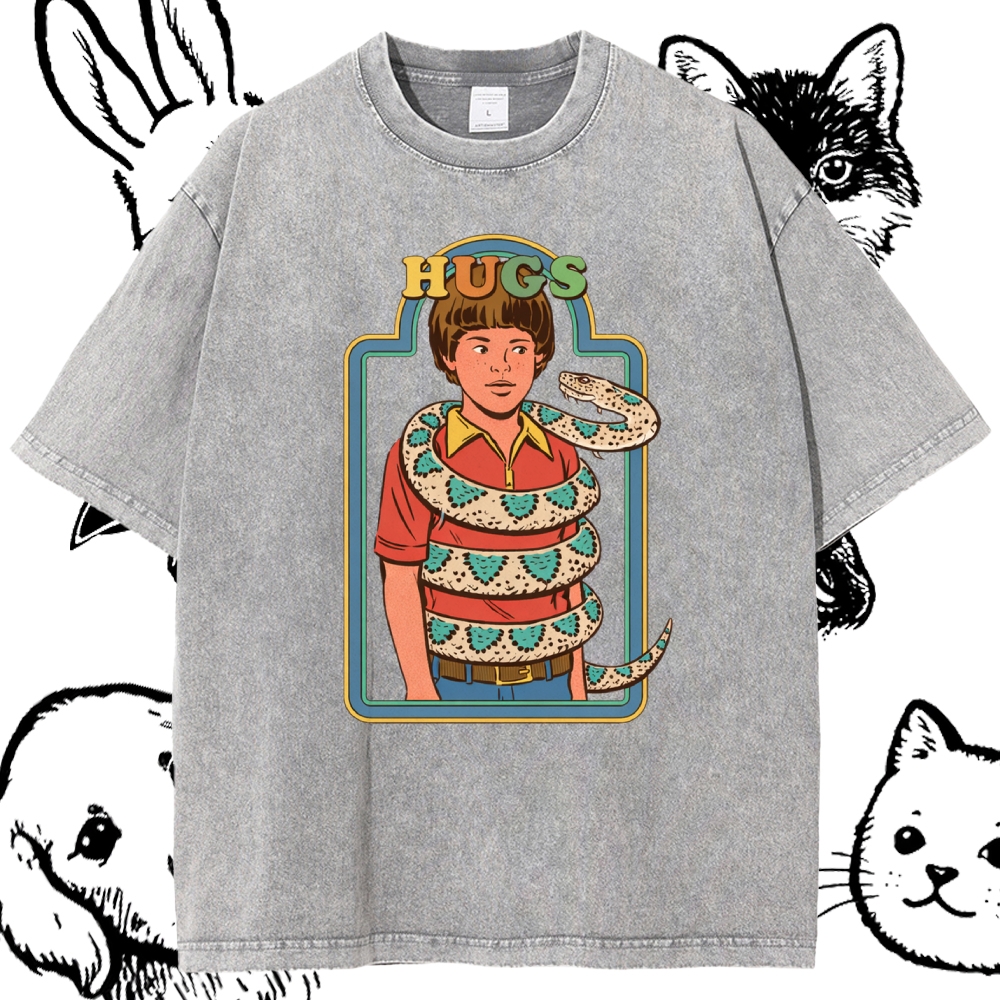 Hugs - Cotton Vintage Wash Classic Graphic Tee
